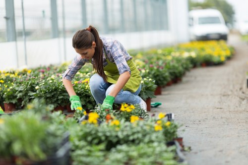 Gardening team preparing tools for a service appointment